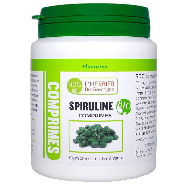 Spiruline bio | 300 comprimés de 500 mg | 100% pure et naturelle