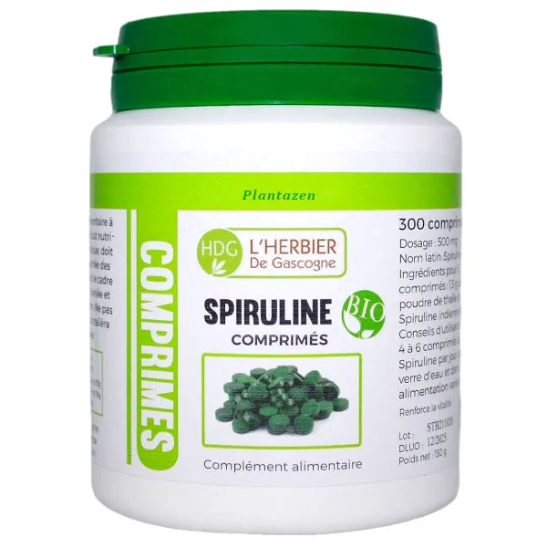 Spiruline bio pure  | 300 comprimés de 500 mg | Fatigue | Énergie | Antioxydants