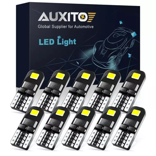 10X T10 LED License Plate Light Bulb Tag Lamp 194 168 2825 W5W White 6000K 12V