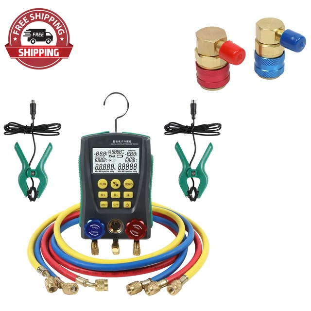 Refrigeration Digital Manifold Gauge Set, HVAC Tools for 89 Kind of Refrigerant,