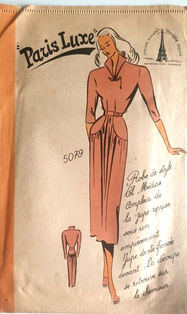 3020 ANCIEN PATRON PARIS LUXE VINTAGE FRENCH CHEMISE MANCHE COURTE HOMME T 40 EUR 10,90 - FR