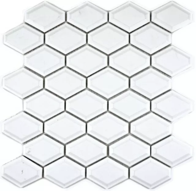 Piastrella mosaico ceramica diamante metro bianco lucido parete cucina WB13MD-0101|1 tappetino