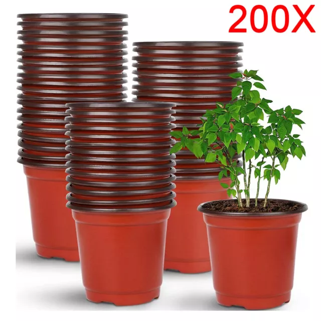 200 Garden Plastic Plant Flower Pots Nursery Seedlings Growing Pot Container 9cm