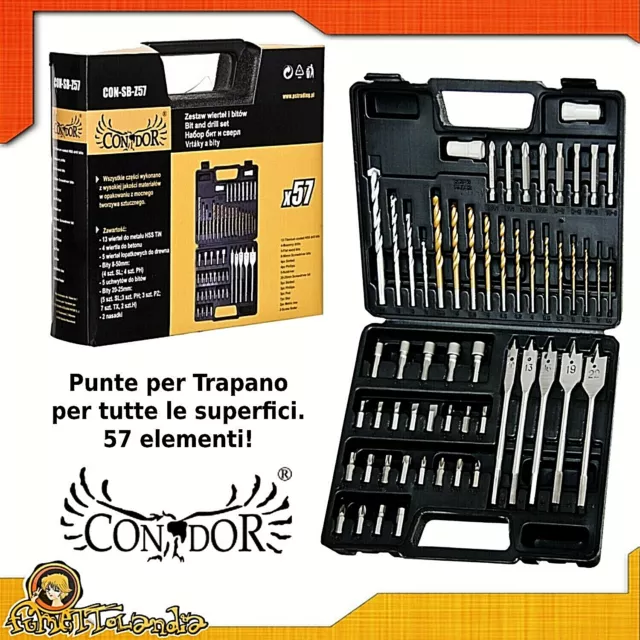 Set Kit di Punte per Trapani Trapano Elettrico per da Acciaio Metallo Legno Muro