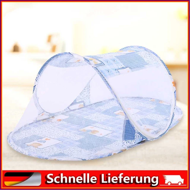 Accesorios para bebé Ropa de cama plegable con red de cuna para recién nacidos (azul)