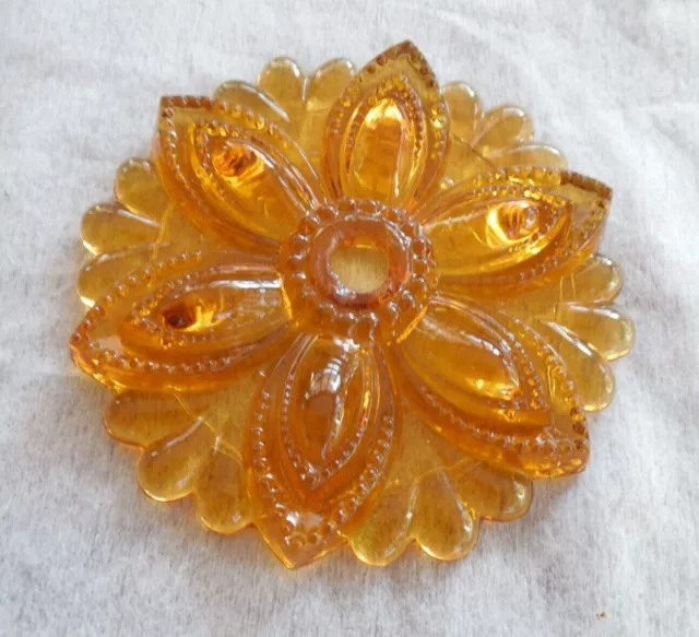 VINTAGE VICTORIAN STYLE  Amber Color 3 “ GLASS CURTAIN TIE BACKS ~ 2 Ea.