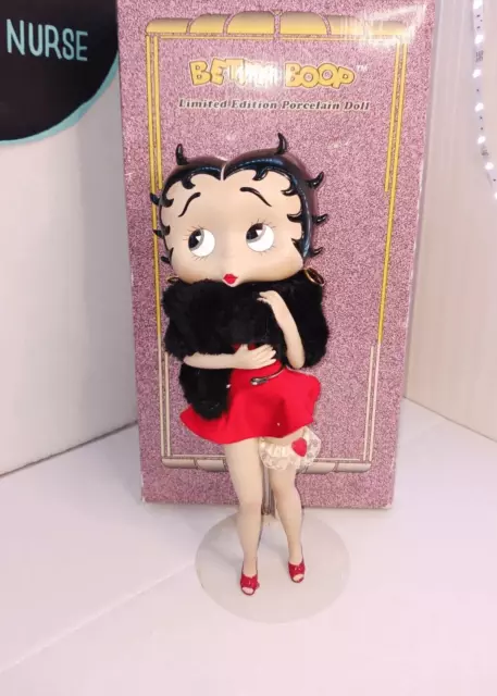 Betty Boop Porcelain Doll Limited Edition 14" It's A Wrap Stand Box