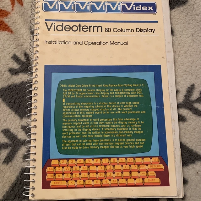 Videx Videoterm 80 Column Display - Installation/Operation Manual