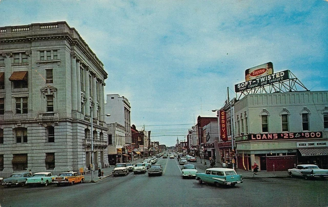 Danville IL Illinois East Main Street Downtown 1960s Advertising Vtg Postcard R7