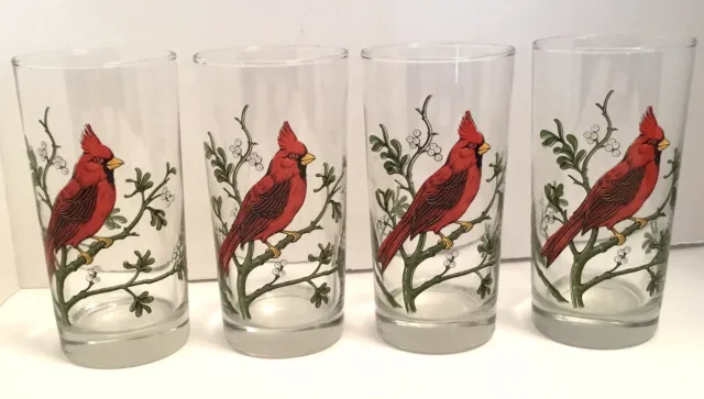 Vintage Cardinal Libbey Drinking Glasses Set of 4 14 Oz Retro