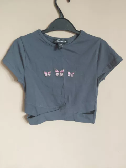 New Look 915 Girls Crop Top Grey,Age 9,EXC C