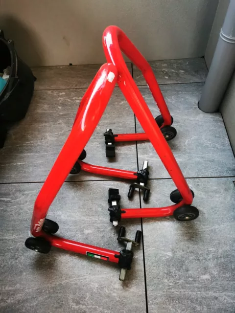 Kit 2 Cavalletti Anteriore e Posteriore con Cono e Piastre - Rosso BikeLift