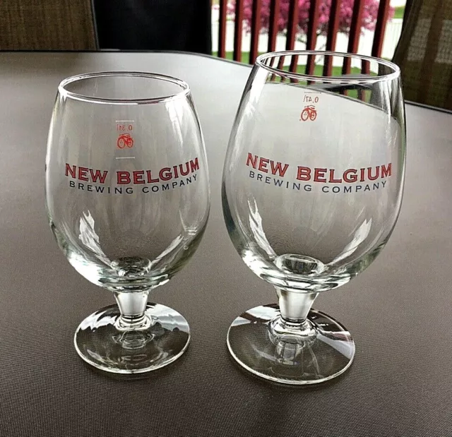 New Belgium Brewing Co Fat Tire Amber Ale, 0.31L, 0.47L Chalice Beer Glasses 2pc