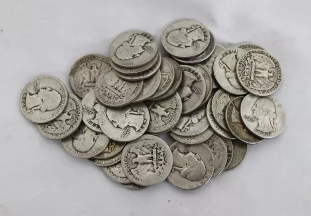 Roll of 40 - $10 Face Value 90% Silver Washington Quarters Cull