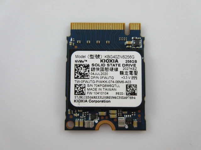 SSD KIOXIA 256 Go – NVMe PCIe M.2 2230 – Modèle KBG40ZNS256G – Pour PC Portable