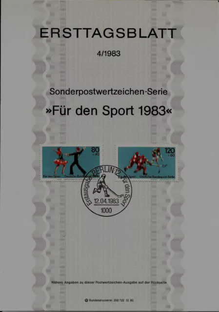 Berlin MiNr 698-699 ETB 4-83 "Sporthilfe 1983" -Eishockey Weltmeisterschaft 83-