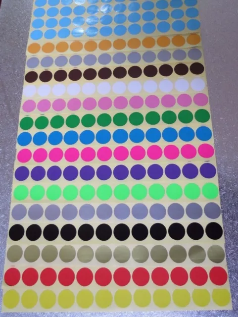 15mm Round 16 Color Dot Sticker Circle Sticky Self Adhesive Label