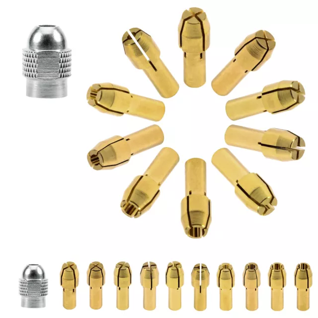 11PCS Metal Drill Chucks Collet Bits Adaptor Dremel Brass For Power Rotary Tool