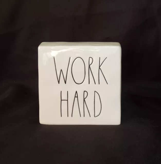 Rae Dunn Work Hard Be Brave Paperweight Artisan Collection 4" by Magenta EUC