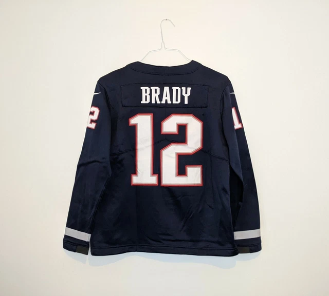 Maglietta NFL Nike New England Patriots #12 BRADY da uomo Therma LS da uomo piccola