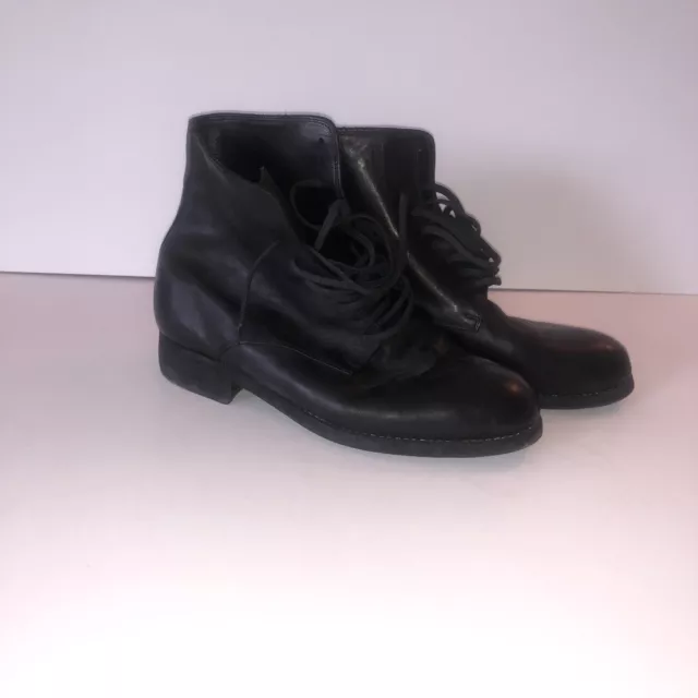 Guidi Size 41 Black Lace Up Boots Leather Slight Heel 2