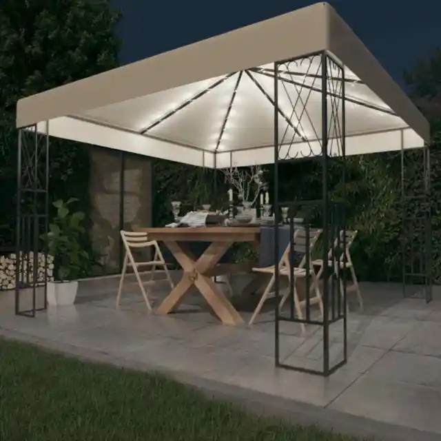 Pavillon mit LED-Lichterkette 3x3 m Garten Pavilon Designer Gartenzelt Solar