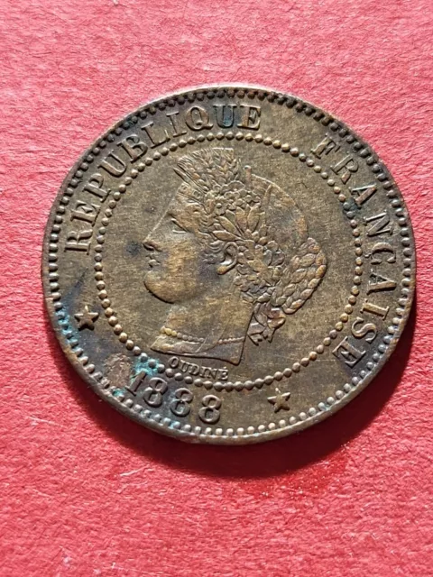 Francia: 2 céntimos 1888 A, Ceres, cobre 2 g