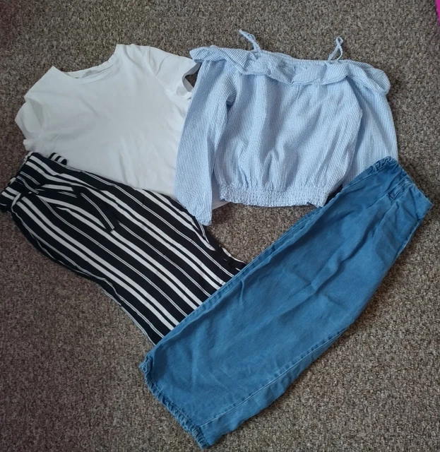 Girls Outfits Bundle H&M/Primark Tops And Zara/F&F Trousers 11-12 Years