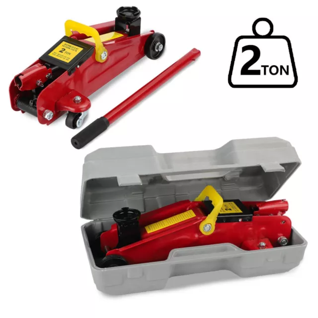 2 Ton Tonne Hydraulic Trolley Floor Jack With Plastic Storage Carry Case Car Van