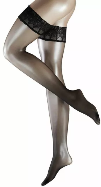 Falke Lunelle 8 Denier Ultra-Transparent Shimmer Stay Up Stockings - Black