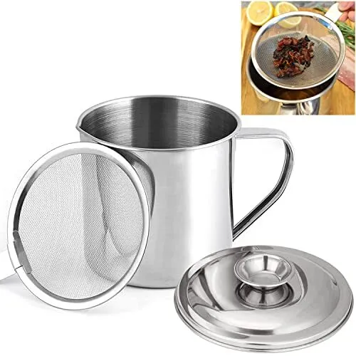 Ceramic Bacon Grease Container Keeper With Strainer 1L Frying Oil Storage  Can