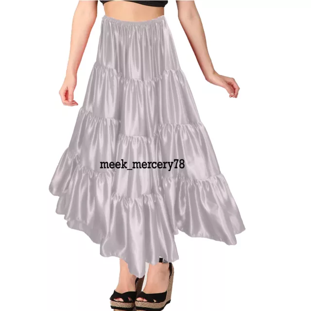 Belly Dance Silver Womens Ankle length 6 Yard Spinning skirt Tribal Dance S32