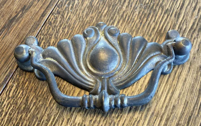 Antique Brass Drawer Pulls Art Deco Nouveau Pulls 4 1/2" W 4" Hole Centers