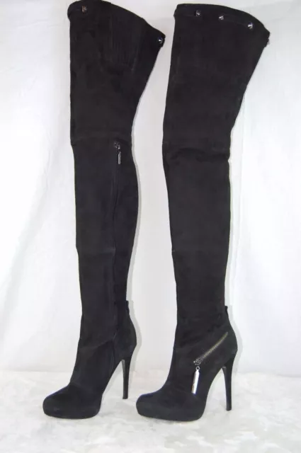 9❤️ Report Signature Black  Real Suede Leather Over  Knee Thigh High Heel Boots