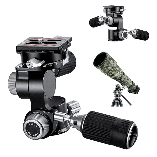 Leofoto FW-01R 4-Way Head Profi Pan-and-Tilt Head Tripod Head 2 Handle w/ Plat1A