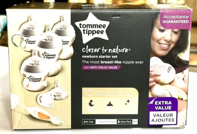 Tommee Tippee Closer to Nature Newborn Starter Set w/Anti Colic Valve 4 bottles