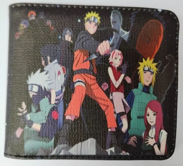 Naruto - Naruto characters Anime Leather Wallet with Zip Coin Pocket Gift - NEW