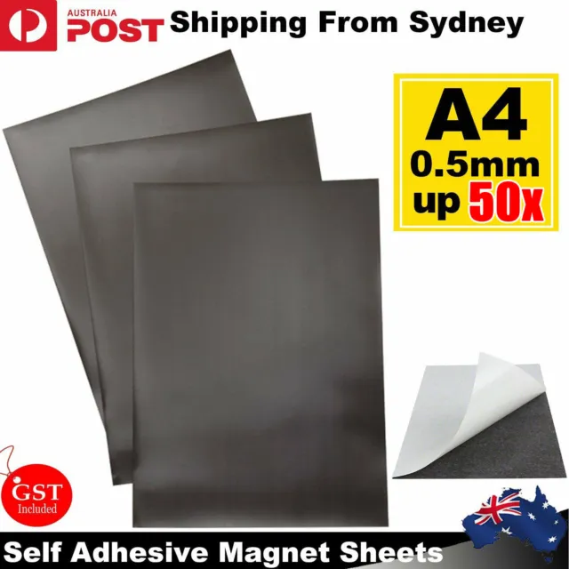 10-100pcs 1mm A4 Magnetic Magnet Sheets Sticky Self Adhesive Craft Fridge  1.0mm