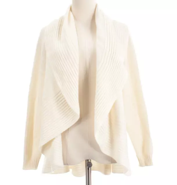 Rani Arabella NWT Margot Shawl/Cardigan Sweater Size Large Ivory 100% Cashmere