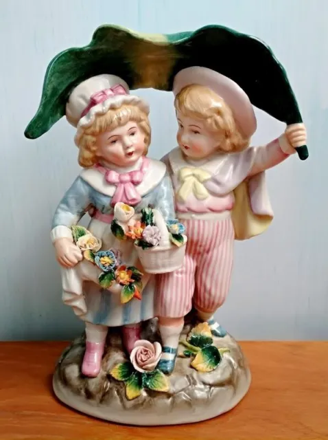 BOY AND GIRL , beautiful large porcelain figurine Old Germany "BERTRAM" RARE
