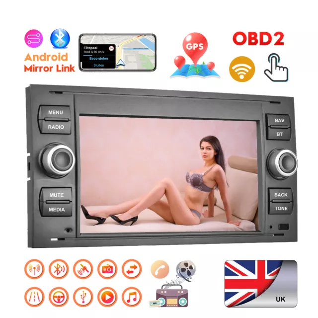 For Ford Transit Mk7 Kuga C/S-Max Galaxy Android 11.0 Car Radio GPS Sat Nav WiFi