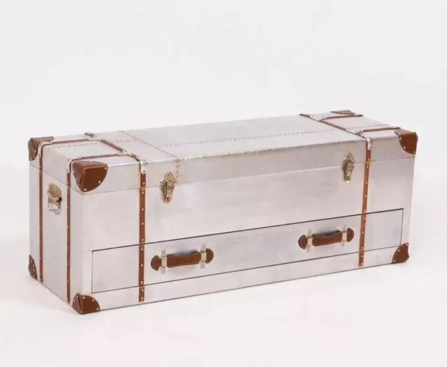 Silver Storage Trunk With Drawer