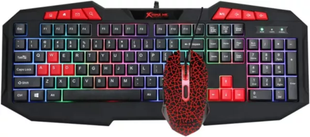 Pack Teclado + Raton Gaming Retroiluminado Para Pc Combo Gamming Xtrike Me Cable