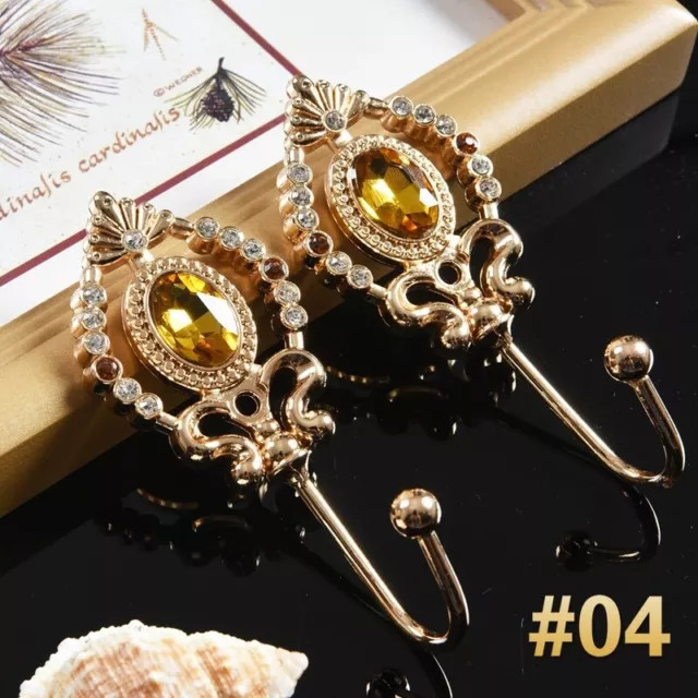 2X Metal Crystal Curtains Hooks Wall Tie Back Hanger Holdback Holder Retro Decor