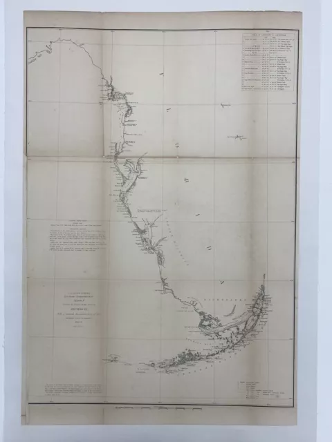1848-51 US Coast Survey ,AD Bache Large Rare  Map of Florida ,United States