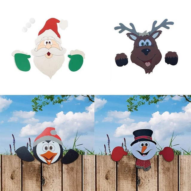 Banner Pinguin Elch Weihnachtsmann Zaunschmuck Weihnachten Garten Ornamente