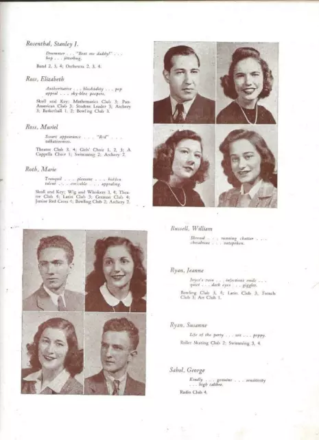 1943 Roosevelt High School Yearbook, Lenvoi From Yonkers, New York "As Is"