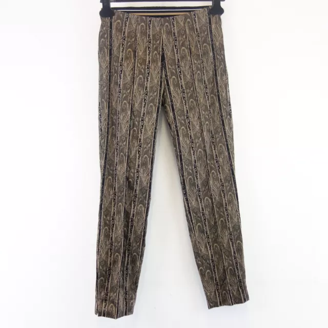 Riani Elegant Ladies Trousers Pants Brown Bronze Size 36 Slim Glitter Design New