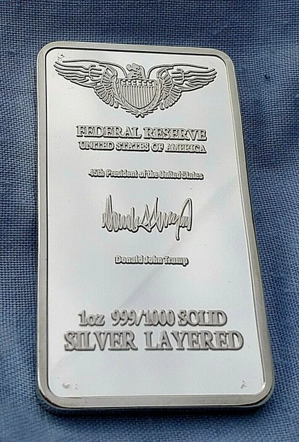 Fort Knox Silver Bar Donald Trump Autograph In God we Trust Bless America Old US