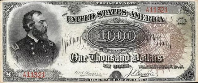 1890 $1,000 Gold Coin Treasury Note COPY